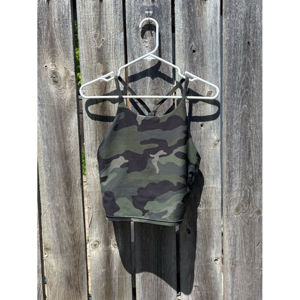 Old Navy Green Camo Strappy Cropped Sports Bra